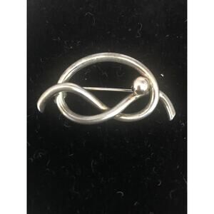 1940 MCM Modernist Sterling Silver Kreisler Love Knot Brooch 925